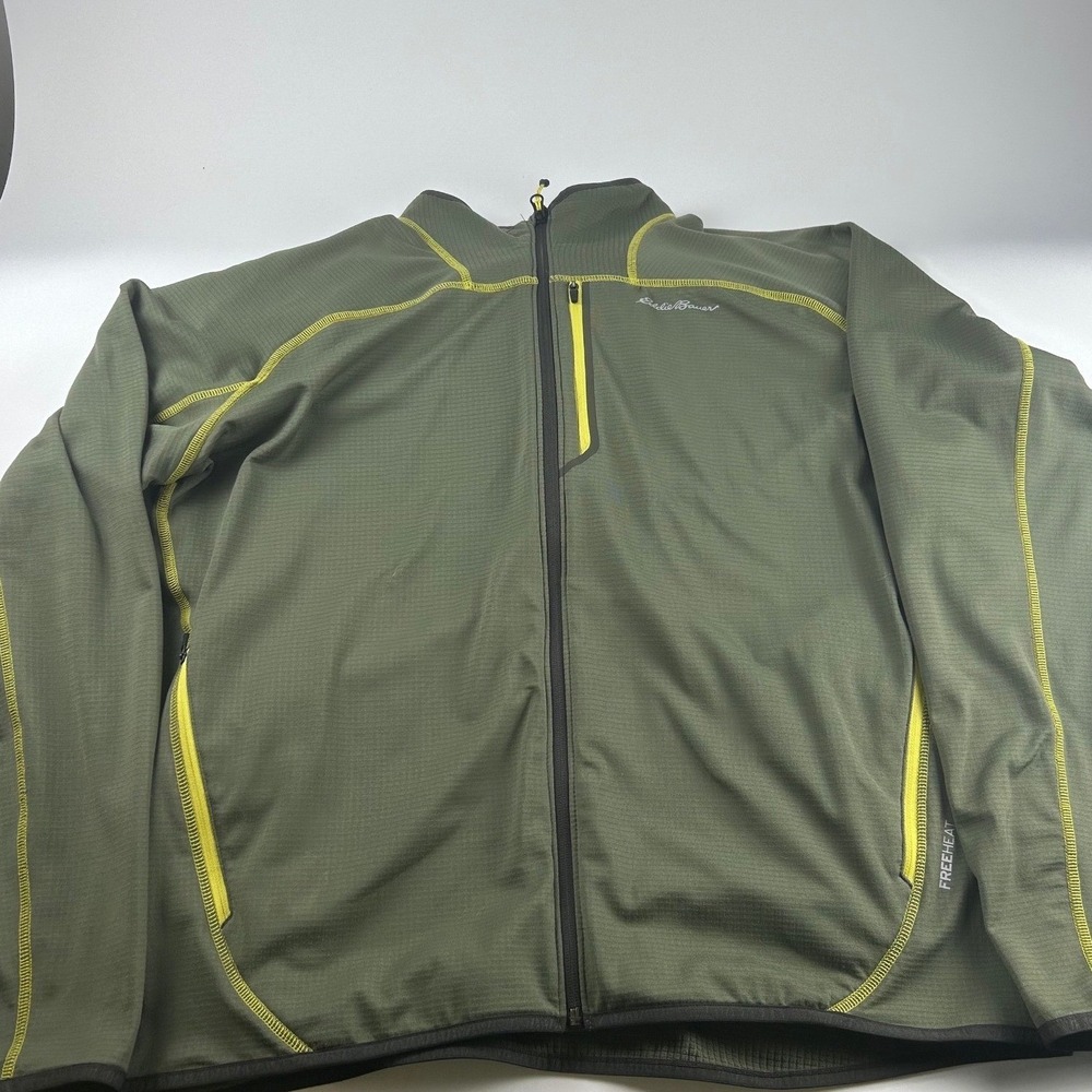Eddie Bauer Men's XL First Ascent FreeHeat Full Waffle Zip Fleece Jacket Green